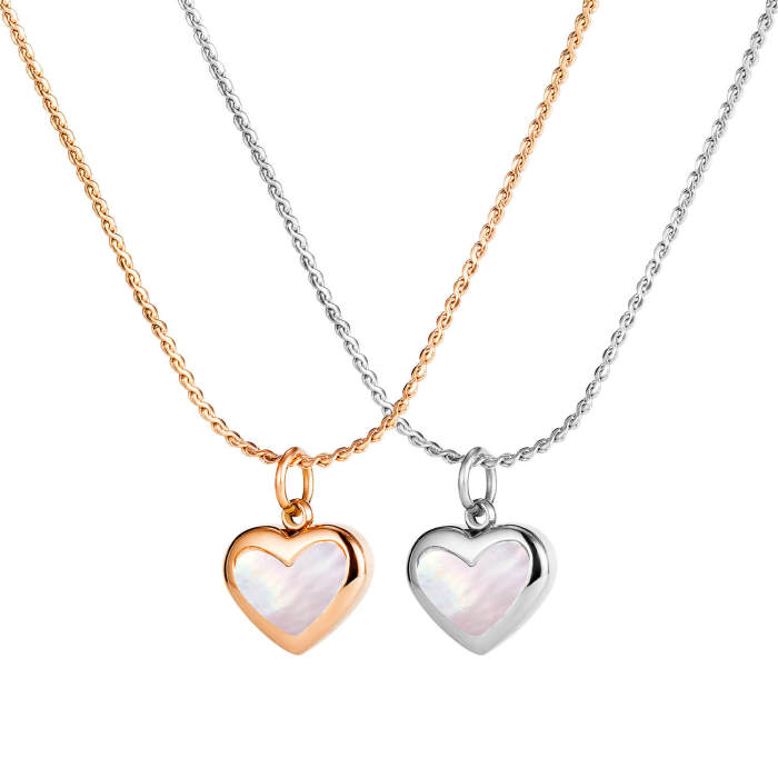 Wholesale Stainless Shell Heart Pendant Necklace