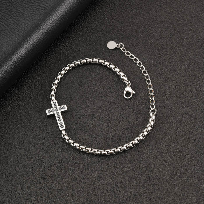 Wholesale Stainless Steel Cross Box Chain Bracelet