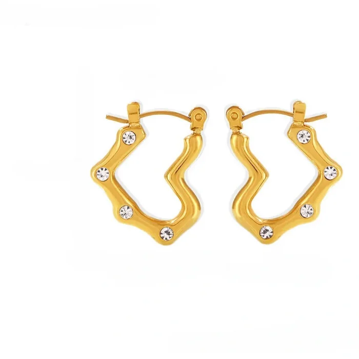 Wholesale Stainless Steel Shiny Open Heart Hoop Earrings