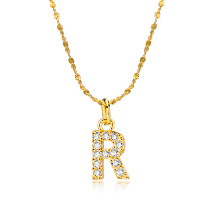 Wholesale Copper A Z Initial Lettter Pendant Necklaces