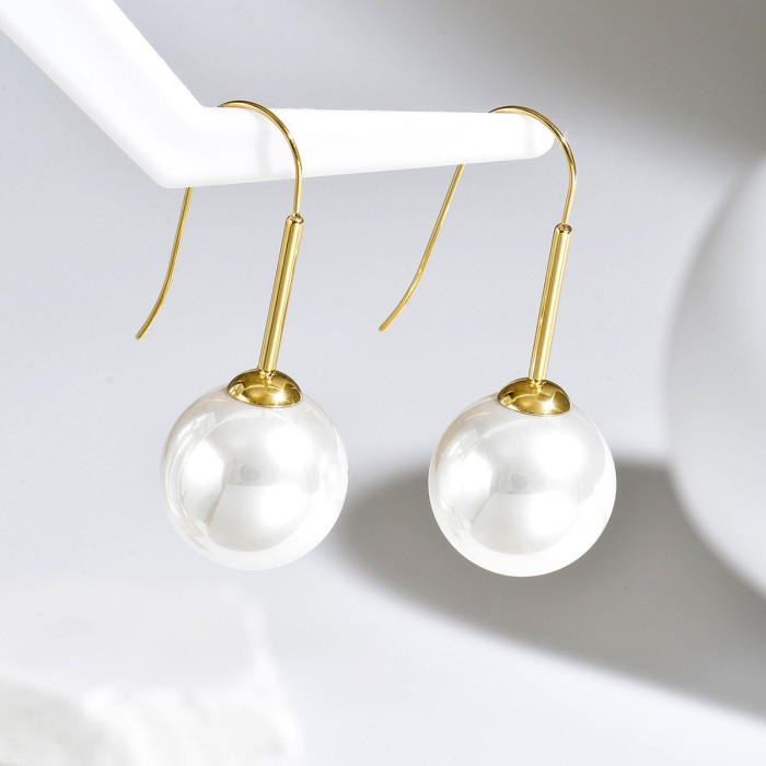 Wholesale Stainless Steel Minimalist Pearl Earrings