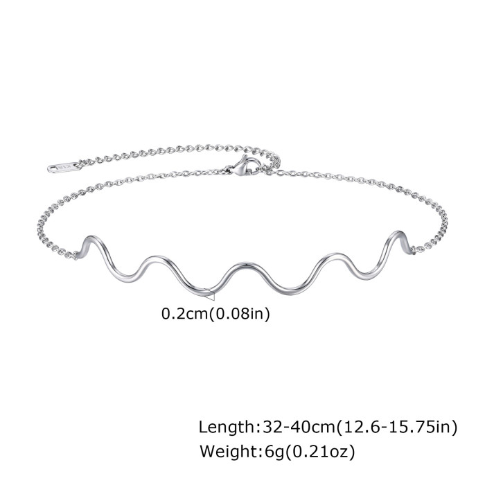 Wholesale Stainless Steel Wave Wire Necklace