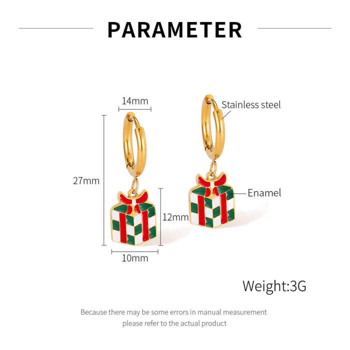 Wholesale Stainless Steel Christmas Box Earrings