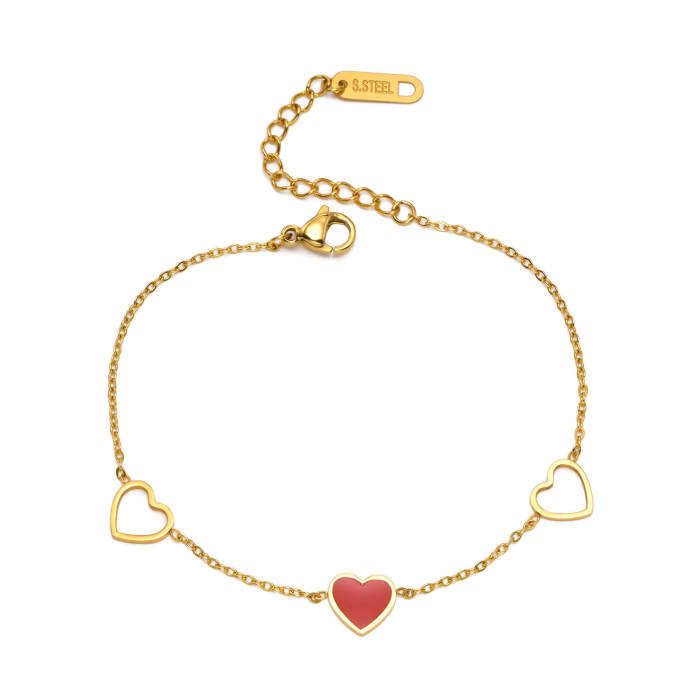 Wholesale Stainless Steel Heart Link Chain Bracelet