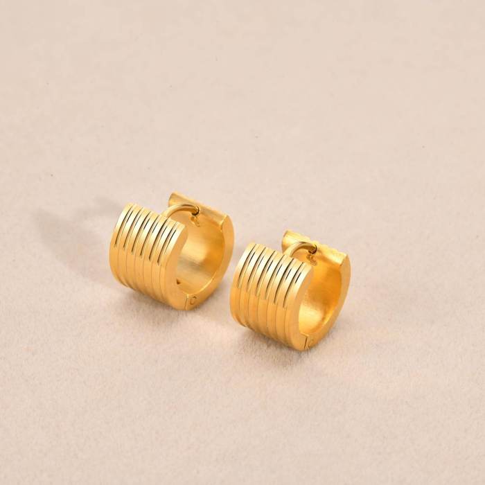 Wholesale Stainless Steel Wide Thread Huggie Earrings