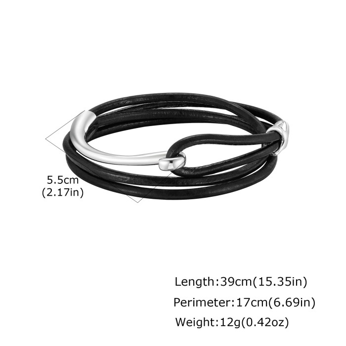 Men’s Leather Bracelet with Alloy Hook