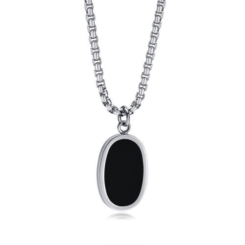 Wholesale Stainless Steel Oval Enamel Pendant Necklace