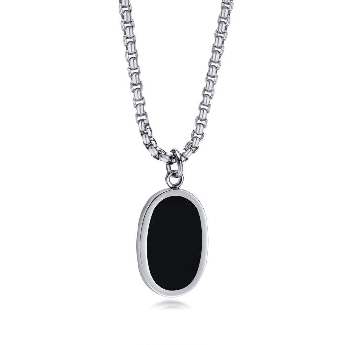 Wholesale Stainless Steel Oval Enamel Pendant Necklace