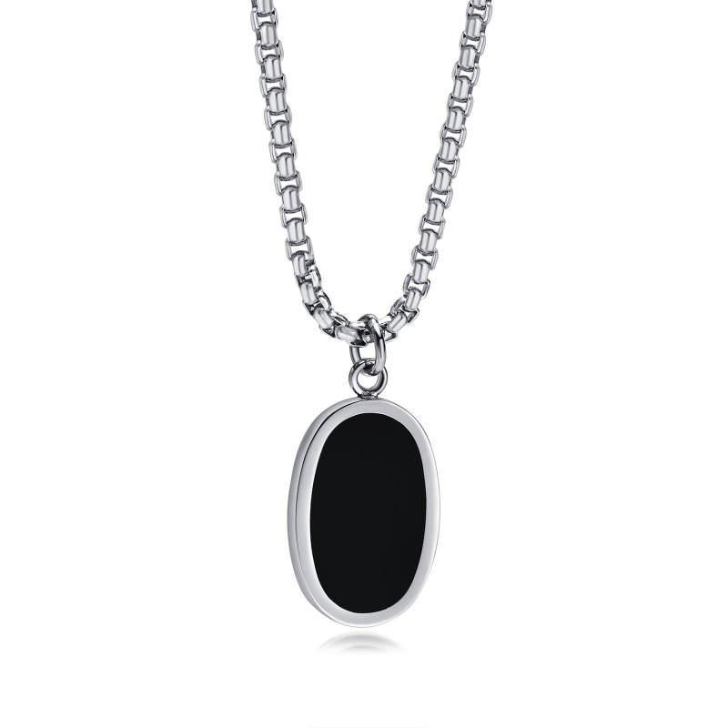 Wholesale Stainless Steel Oval Enamel Pendant Necklace