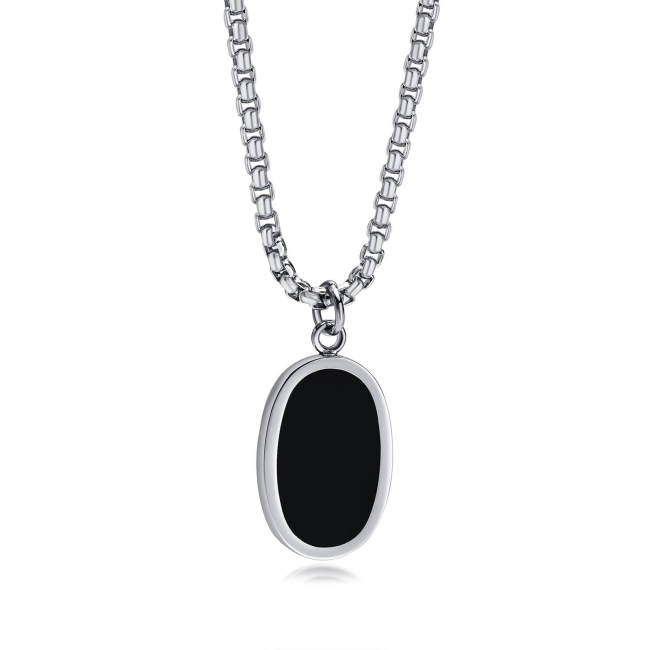 Wholesale Stainless Steel Oval Enamel Pendant Necklace