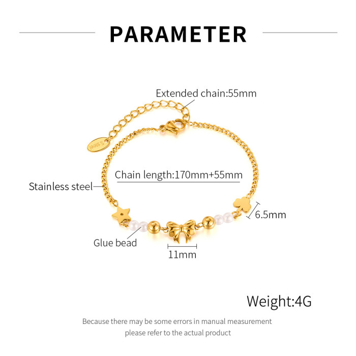Wholesale Stainless Steel Pearl Ribbon Bracelet