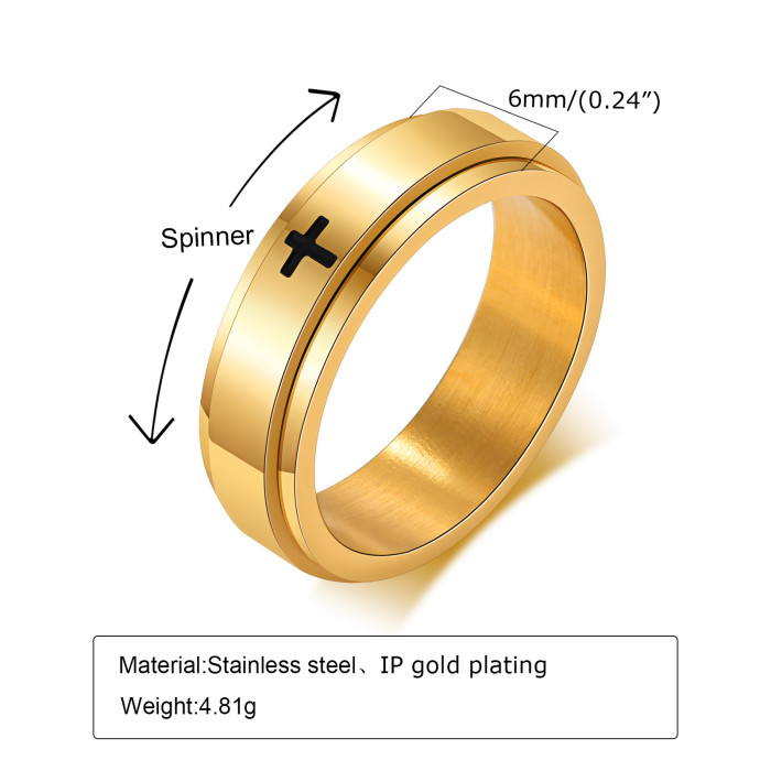 Wholesale Stainless Steel Cross Spinner Ring