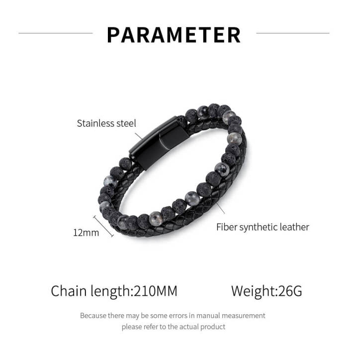 Wholesale Leather and Volcanic Stone Bracelet