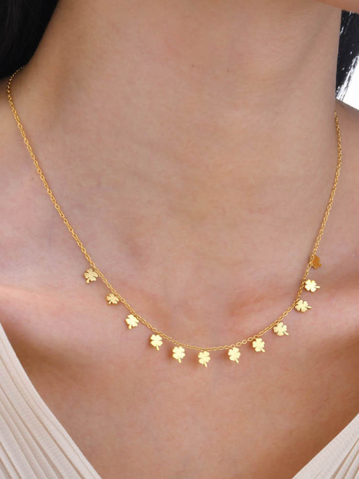 Wholesale Stainess Steel Love Moon Clover Lightning Cross Embellished Necklace