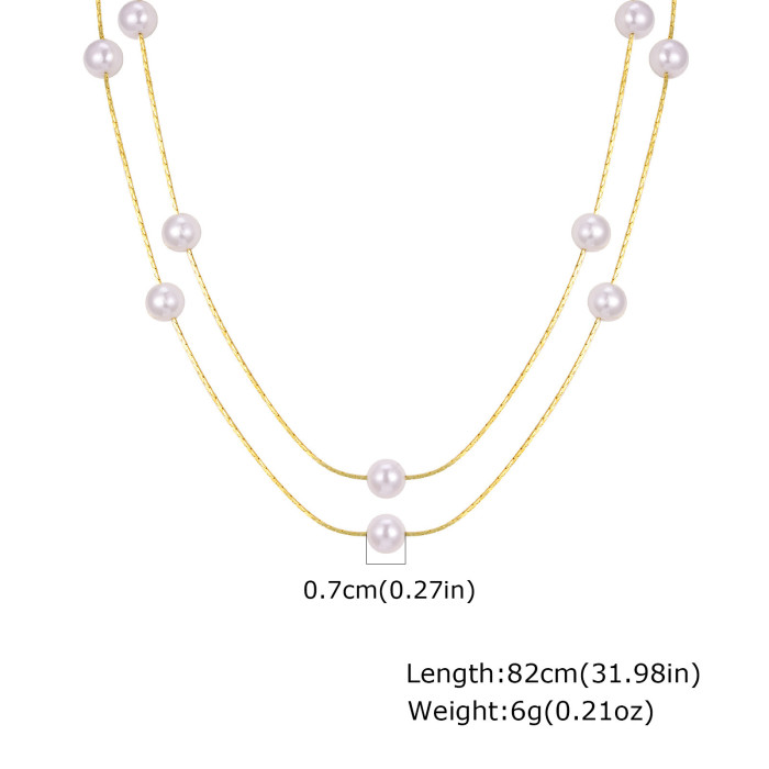 Wholesale Copper Double Layered Pearl Chain