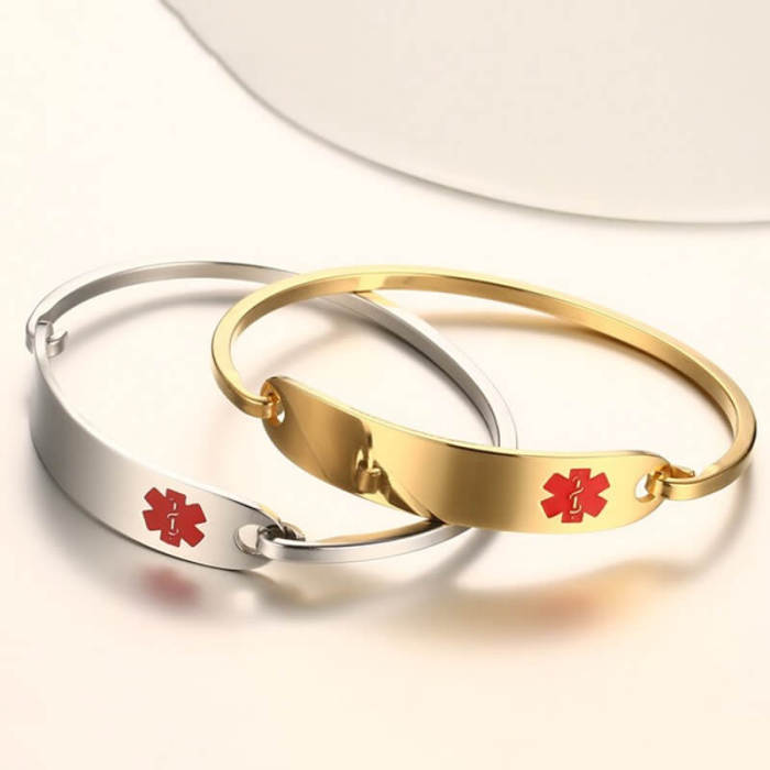 Wholesale Stainless Steel Medical Alert ID Bangle Bracelet
