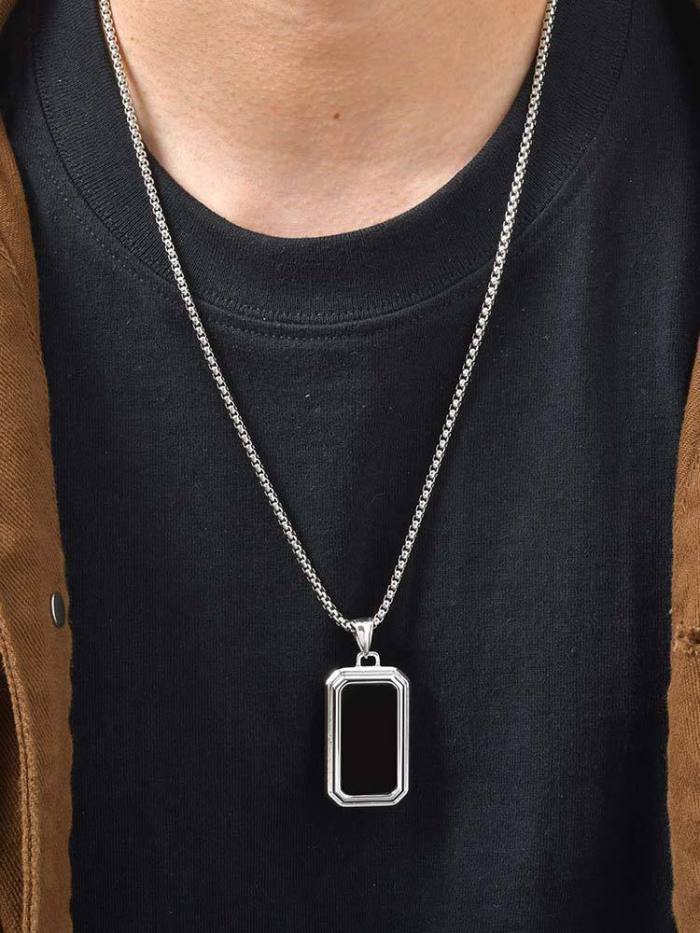Rectangle Black Pendant Necklace Wholesale