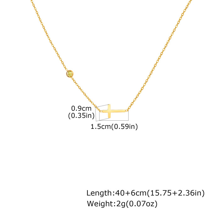 Wholesale Stainless Steel Cross Birthstone Necklace