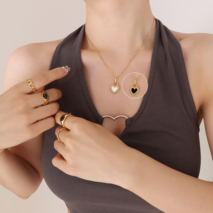 Wholesale Stainless Steel Double-sided Heart Necklace