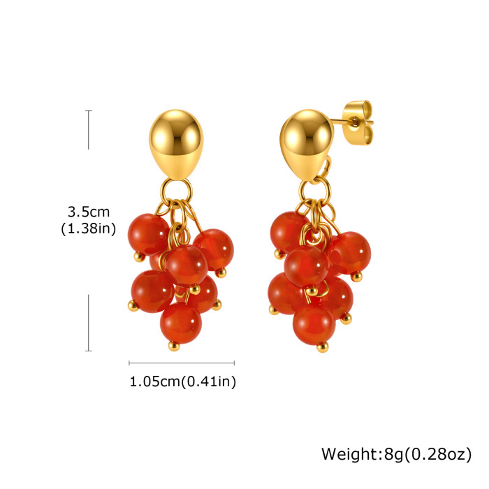 Wholesale Modern Heart Tiger Eye Grape Dangles Earring