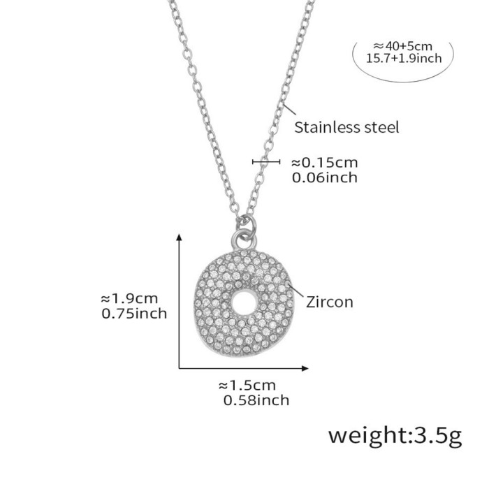 Wholesale Stainless Steel 5A CZ Initial Necklace