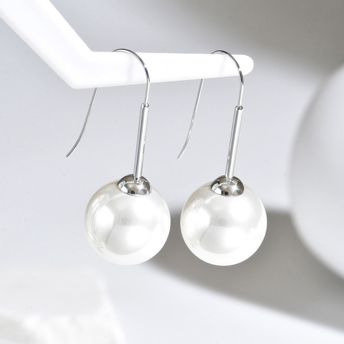 Wholesale Stainless Steel Minimalist Pearl Earrings