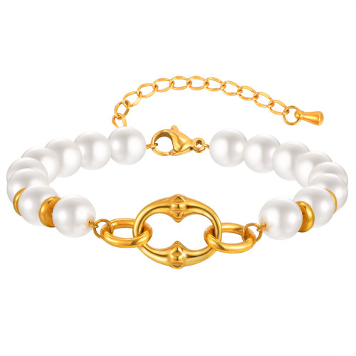 Wholesale Stainless Steel Studded Pearl Bracelet