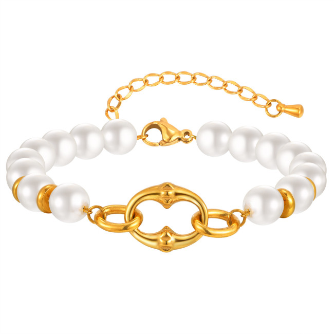 Wholesale Stainless Steel Studded Pearl Bracelet