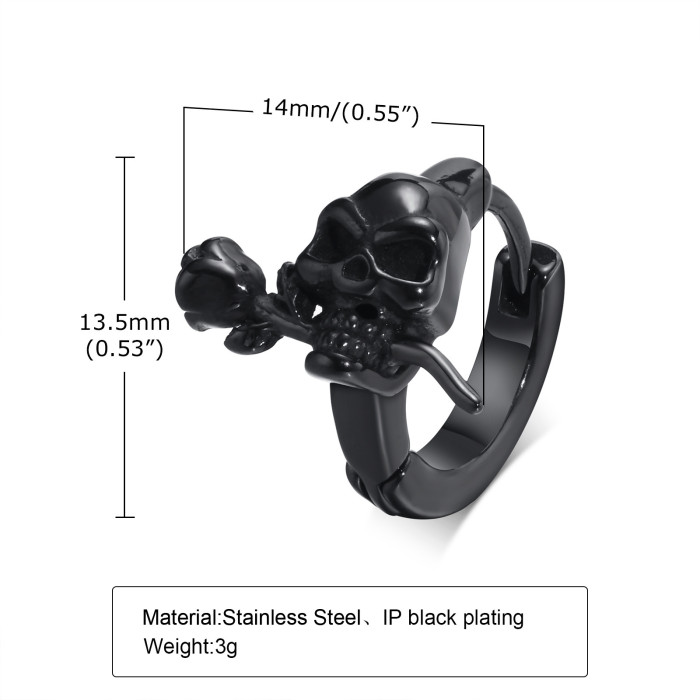 Wholesale Stainless Steel Punk Rose Skull Earrings