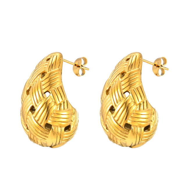 Wholesale Stainless Steel Teardrop Braided Earrings