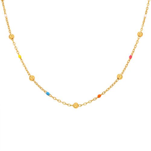 Wholesale Stainless Steel Colorful Beads Necklace