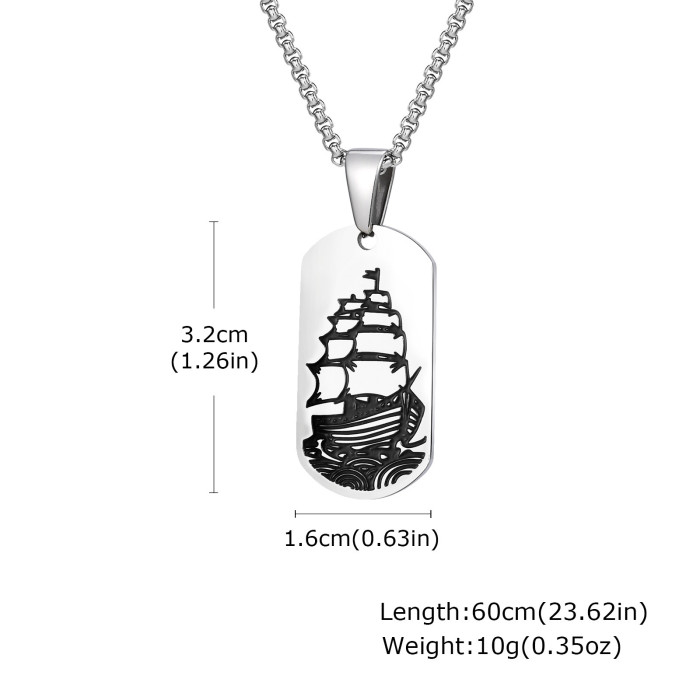 Wholesale Stainless Steel Ocean Waves Sailboat Pendant