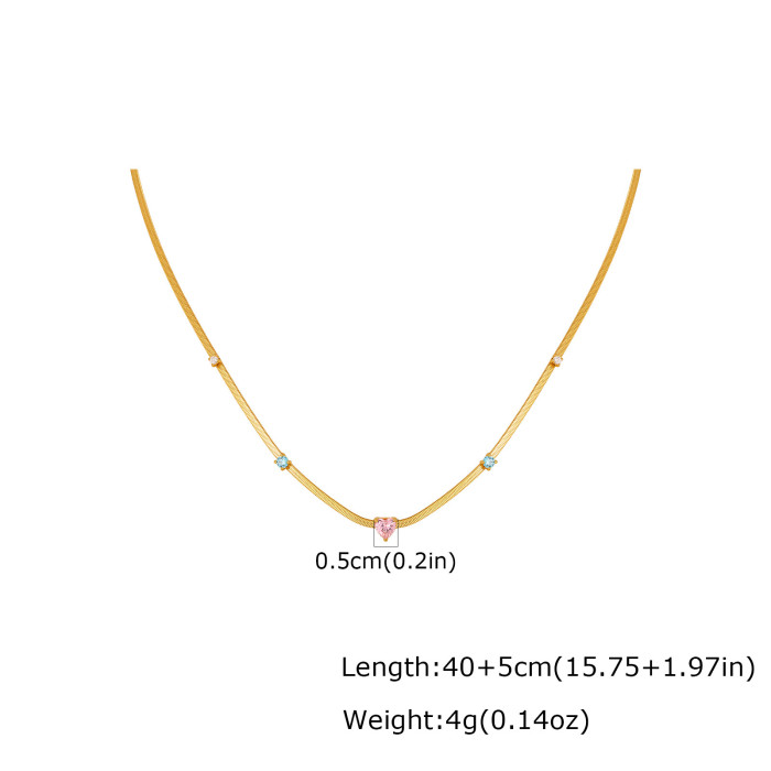 Wholesale Stainless Steel CZ Inlay Snake Necklace