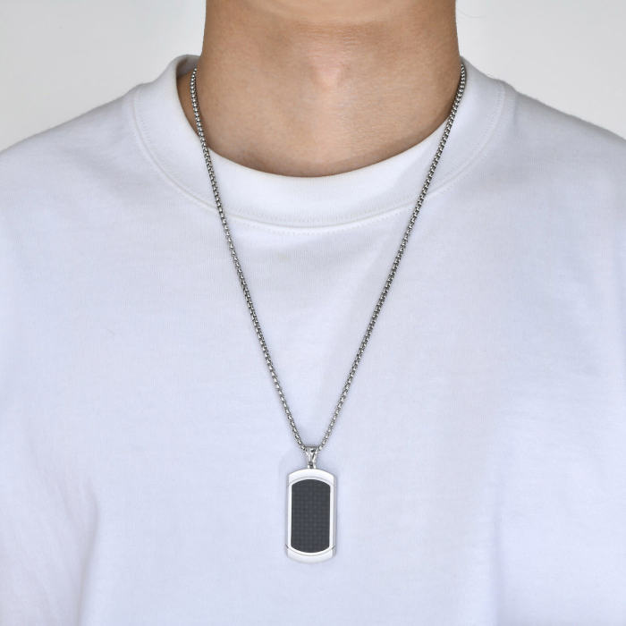 Wholesale Stainless Steel Carbon Fiber Dog Tag Pendant