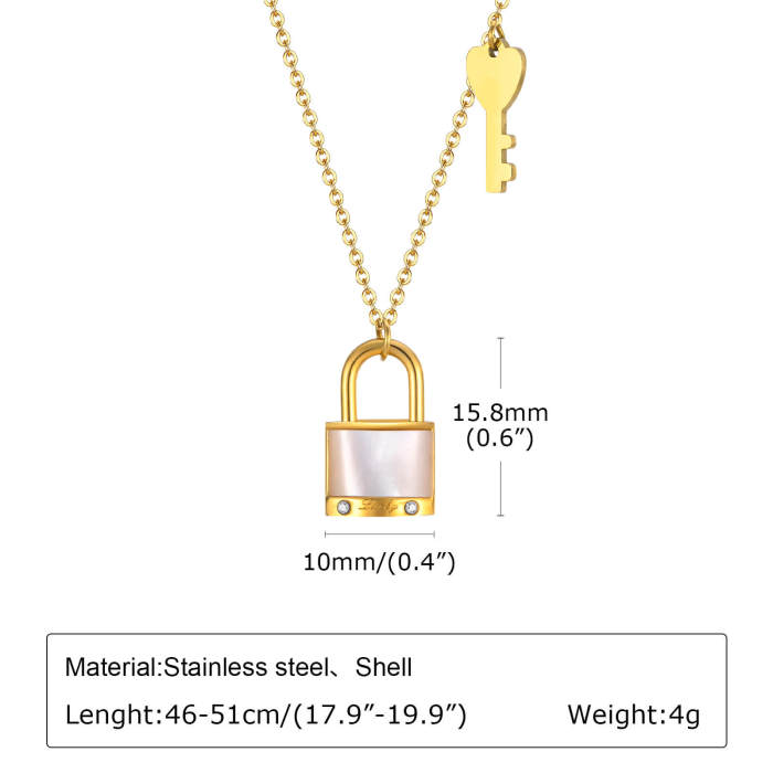 Wholesale Stainless Steel Lock Key Necklace