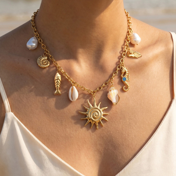 Wholesale Stainless Steel Marine Charm Necklace