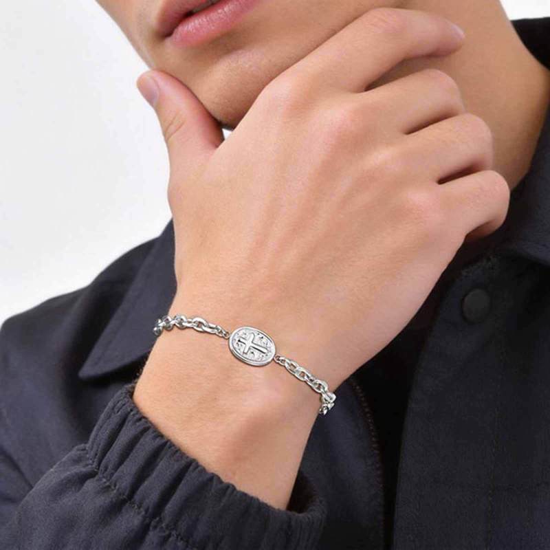 Wholesale Stainless Steel Cross Oval Medal Bracelet