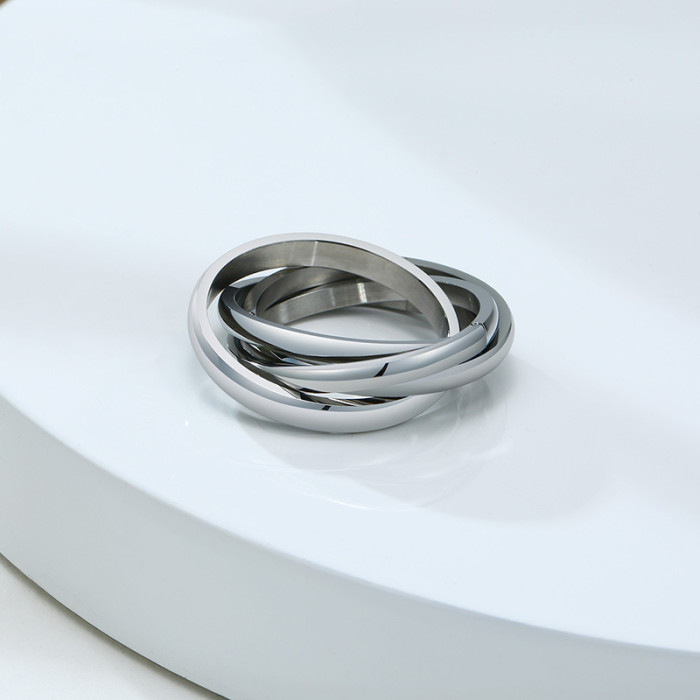 Wholesale Stainless Steel Intertwined Triple Band Ring