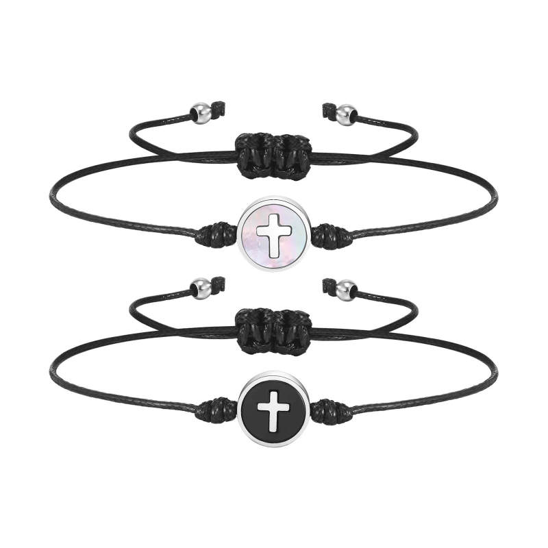 Wholesale Thin Nylon Rope Cross Couple Bracelet