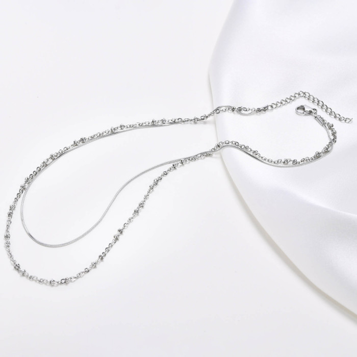 Wholesale Stainless Steel Double Layered Niche Necklace