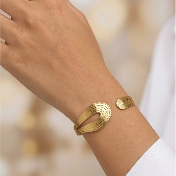 Wholesale Stainless Steel Fingerprint Cuff Bangle