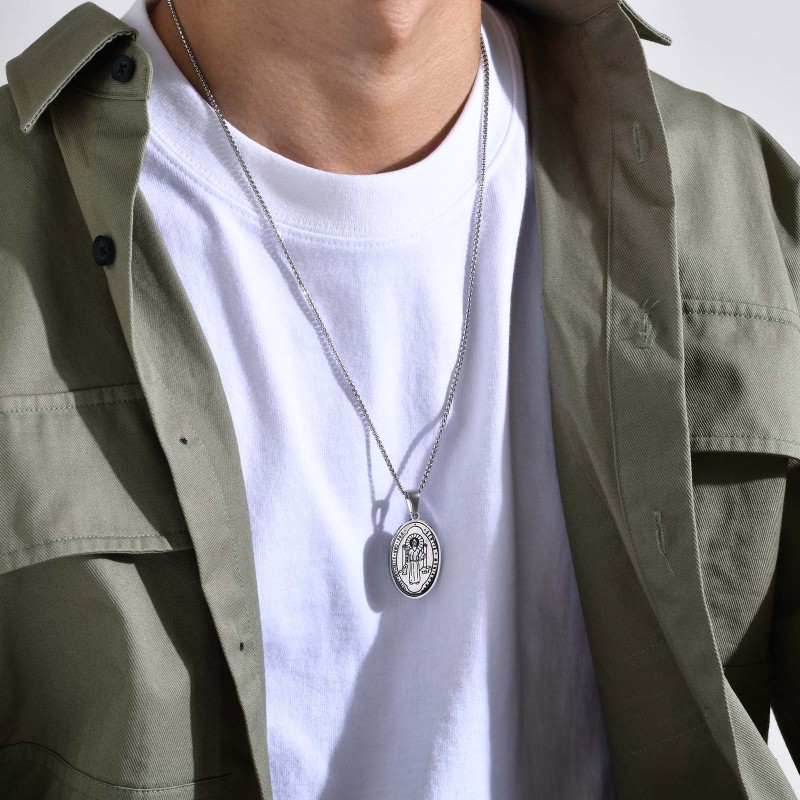 Wholesale Stainless Steel St Benedict Dog Tag Pendant
