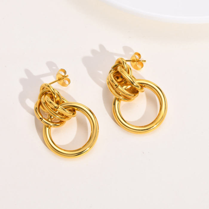 Wholesale Stainless Steel Multi-loop Interlocking Earrings