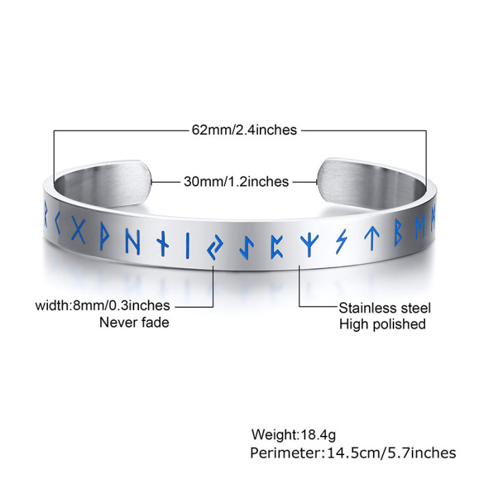 Wholesale Stainless Steel Open Viking Rune Bangle