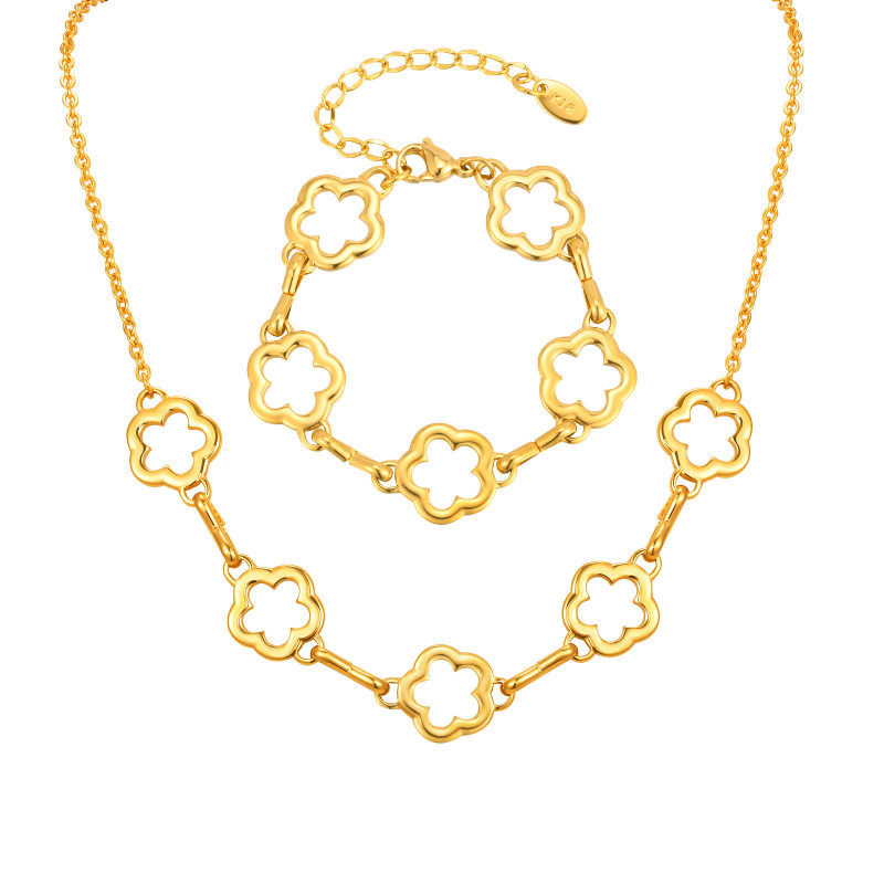 Wholesale Stainless Steel Flower Necklace Bracelet