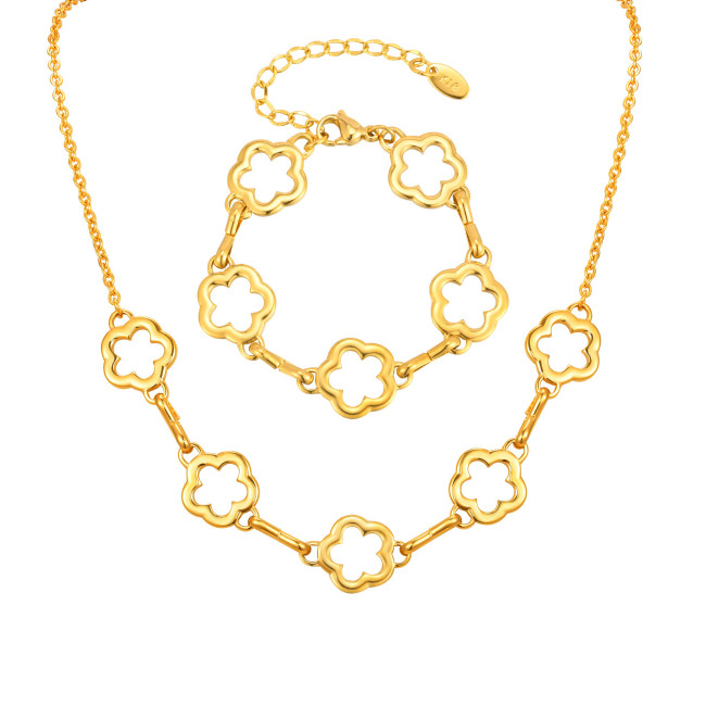 Wholesale Stainless Steel Flower Necklace Bracelet