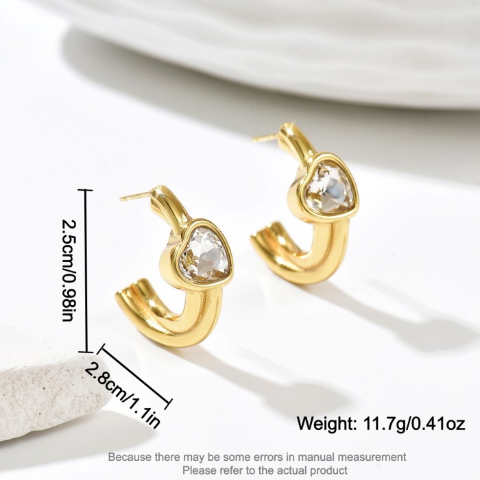 Wholesale Stainless Steel Heart CZ Stud Earrings