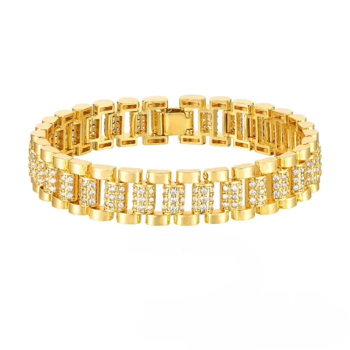Wholesale Copper Zirconia Golden Bracelet