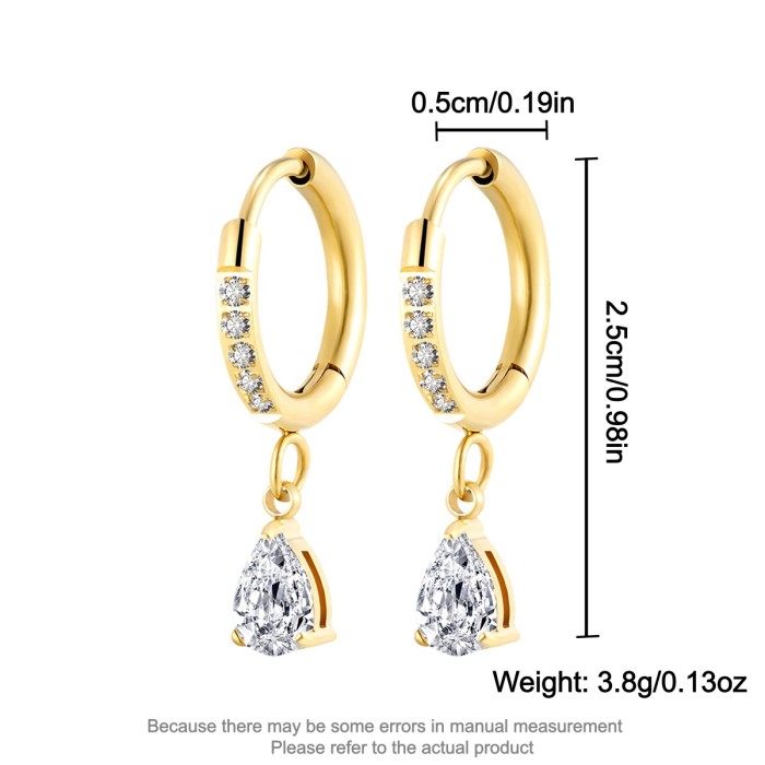 Wholesale Stainless Steel Teardrop CZ Dangle Earrings