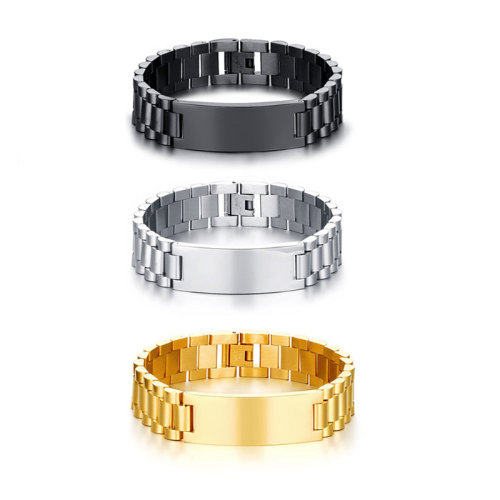 Wholesale 10mm 12mm 15mm Mens Steel ID Bracelet